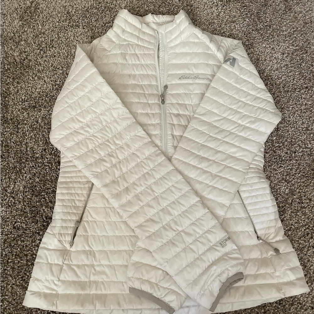 Eddie Bauer Ivory Quilted Down Jacket